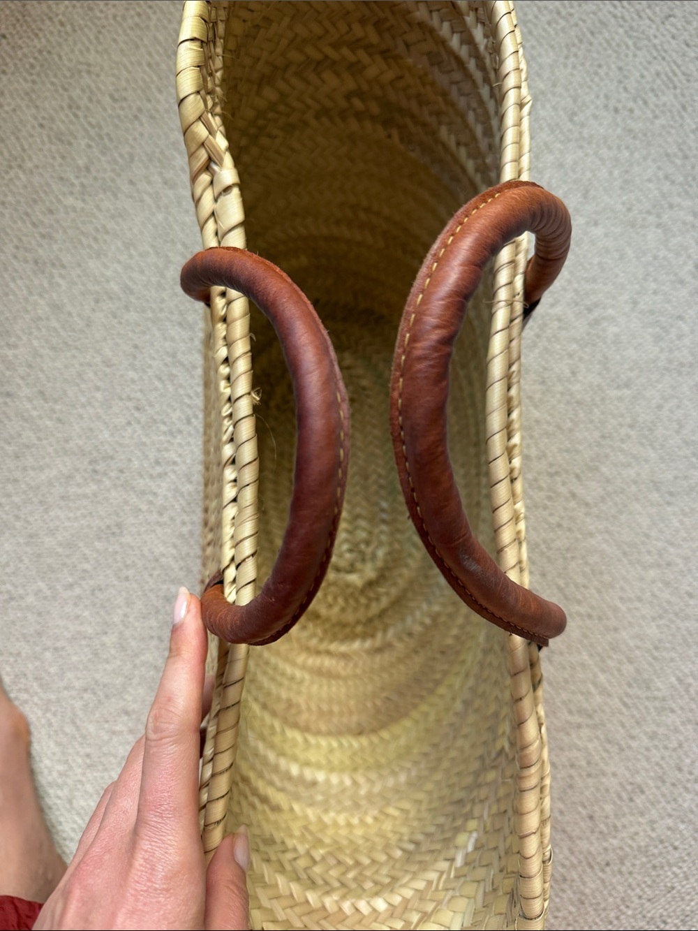 Emerson Fry Natural Woven Straw Tote with Brown Leather Handles - Picture 6 of 8